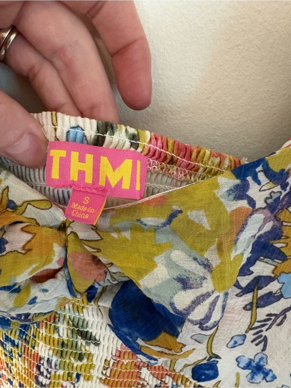 THML Floral Puff-Sleeve Maxi Dress in Blue, Yellow & Cream - Picture 4 of 6